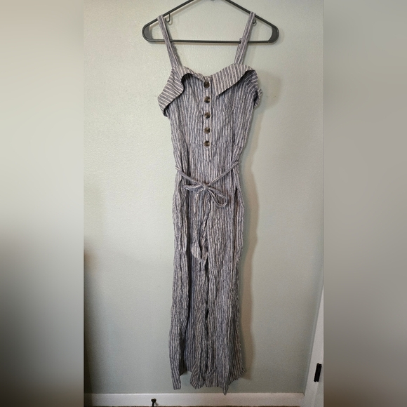 American Eagle Wide Leg Striped Jumpsuit Size 4 - Picture 2 of 9